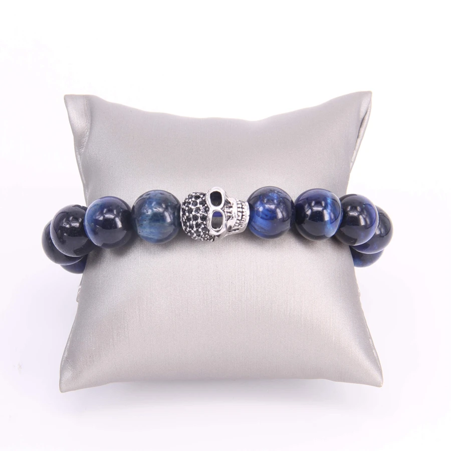 Мужской Эластичный браслет с бусинами в виде глаз Томаса и черепа из циркония