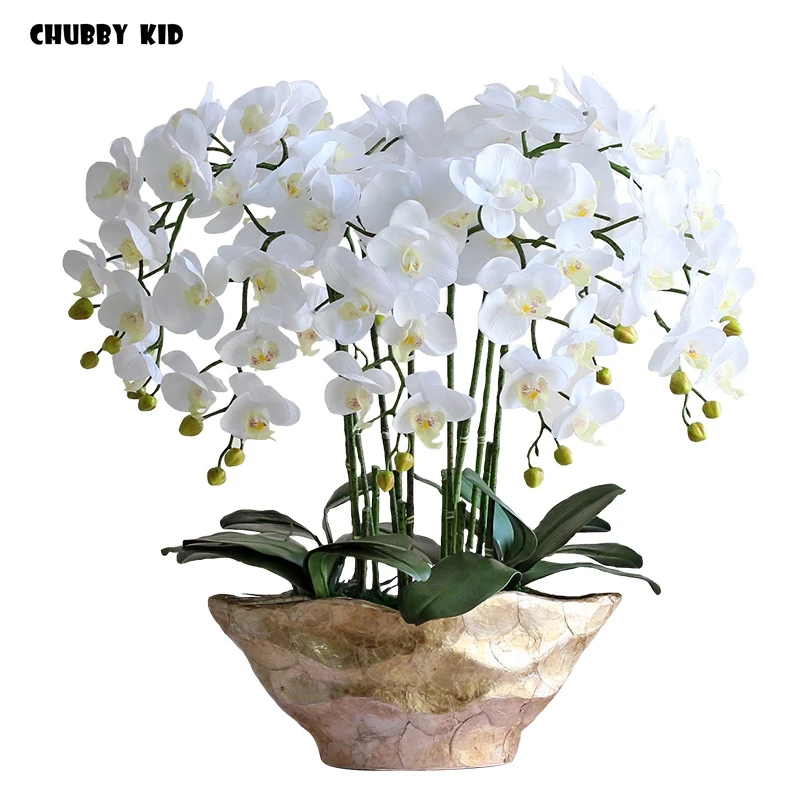 Beste Hoge Simulatie Real Touch Ikebana Kunstmatige Orchidee Bloemstuk Latex Orchidee Sierteelt Phalaenopsis Pot Cultuur Pak