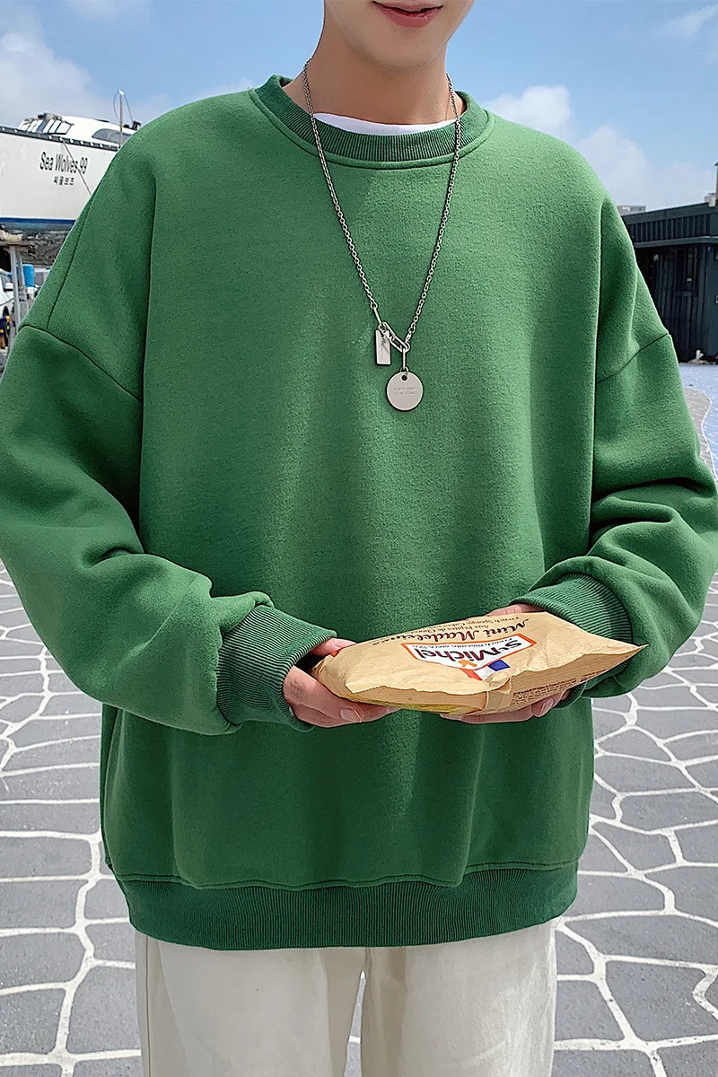 

16 Color 2021 Men's Round Neck Hoodies Solid Color Coats Lovers Clothes Loose Pullover Round Collar Casual Sweatshirts