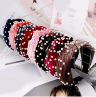 fashion korean pearl hair accessories adlut high elastic hair band headband for girls hairband wholesale hair hoop turban
