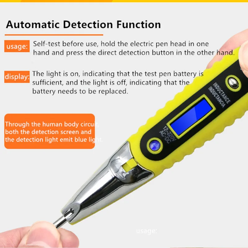 AC Power Outlet Voltage Detector Sensor Tester Electric Test Pen With Night Ligh Socket Wall Contact | Инструменты