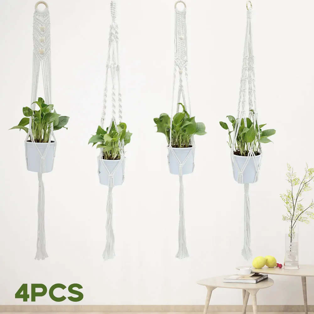 Висит Завод Ручной Работы Подвеска для растений из макраме цветочный горшок