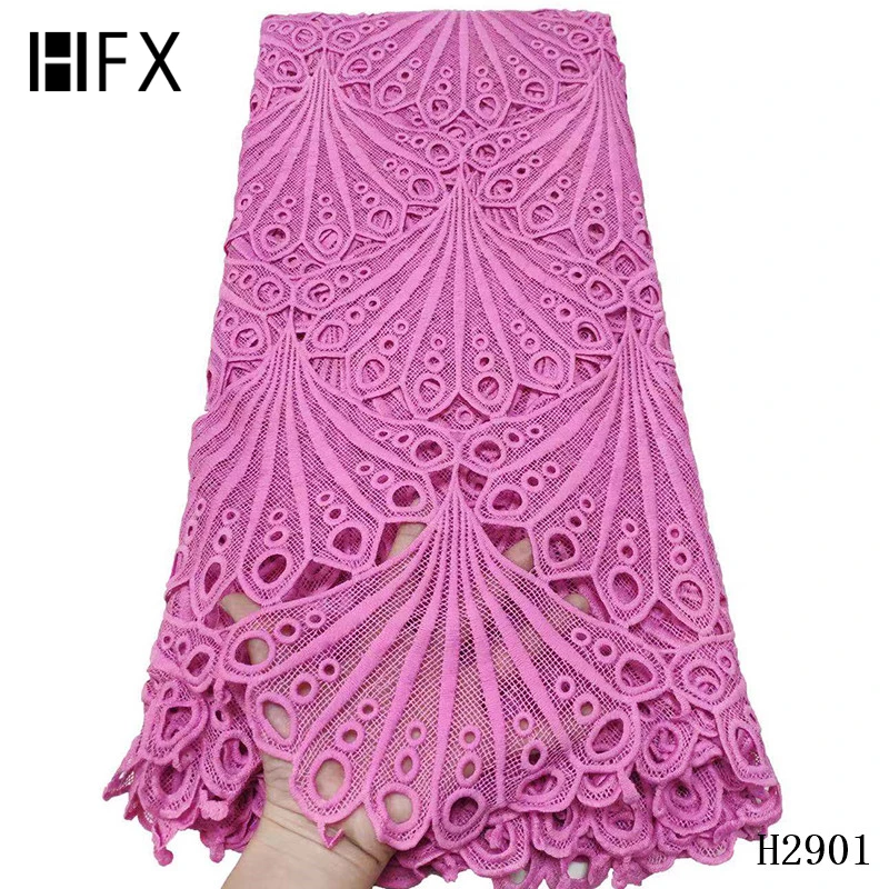 

HFX 2020 latest african guipure lace purple water soluble chemical lace fabric high quality Nigeria cord lace free shipping