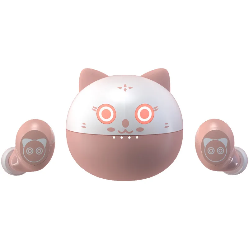 

TWS-наушники-вкладыши Cute Cat, стерео, беспроводные мини-наушники, Bluetooth-гарнитура для Мобильный телефон T12