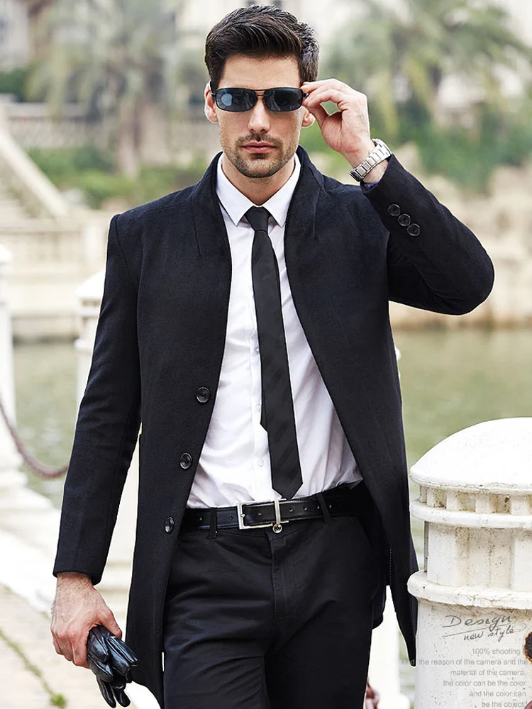 Длинная Мужская куртка тренч осеннее пальто винтажная уличная парка ветровка