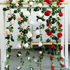 Шелковая искусственная Роза гирлянда с зелеными листьями плюща 2 м для украшения дома, свадьбы, искусственных растений, листьев