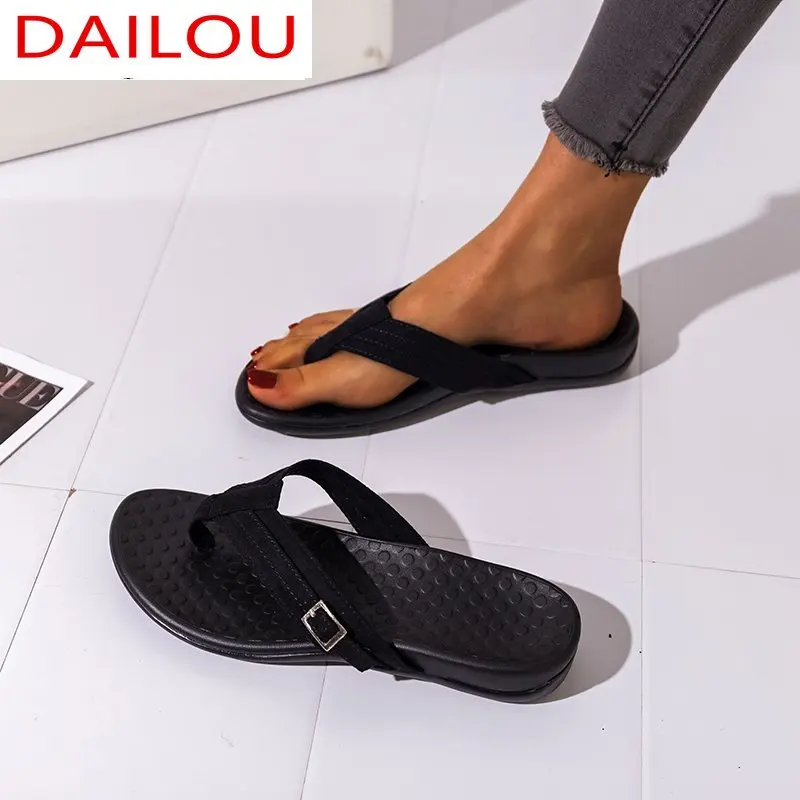 

2021 Summer Fashion Women Slipper Pinch Casual Flat Flip Flops Slope Heel Women Outdoor Open Toe Beach Sandals Zapatos Mujer
