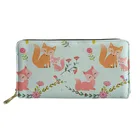 Женская сумка для денег HYCOOL, Длинный кошелек из искусственной кожи с милым мультяшным цветочным принтом лисы, Дамский кошелек, дорожный клатч для хранения карт и телефона