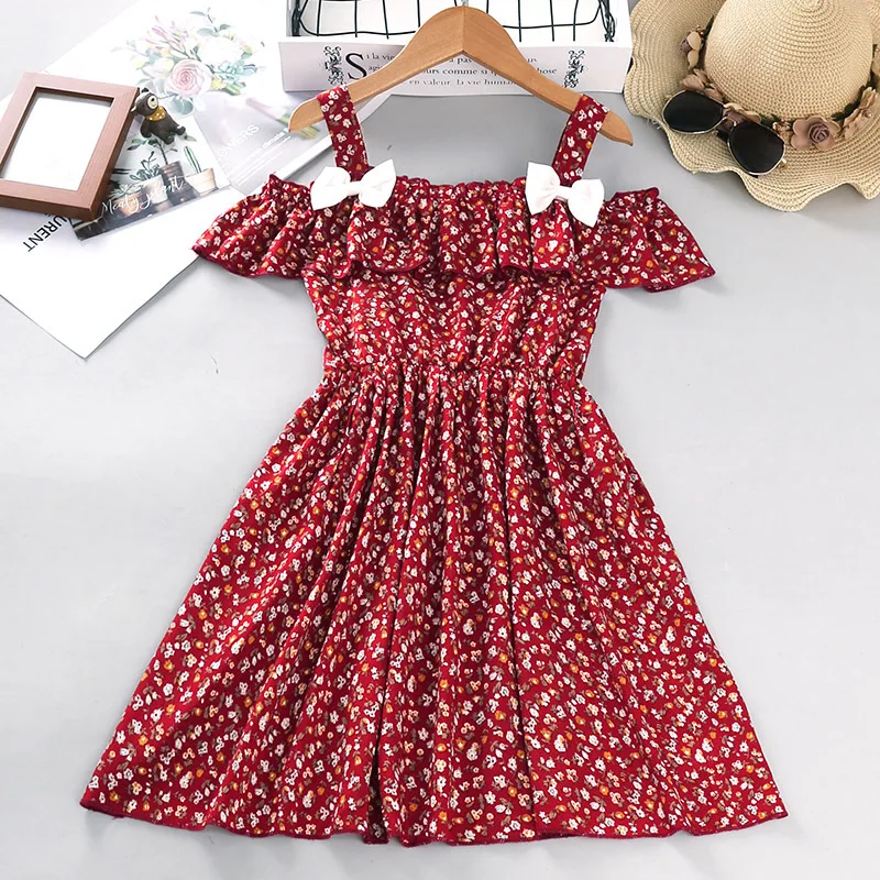 

2022 Girls Kids Dress Polka Dot Dress Summer Sleeveless Princess Dresses for Children Red Teen Girl Dress Clothes 5 8 10 12 13Y