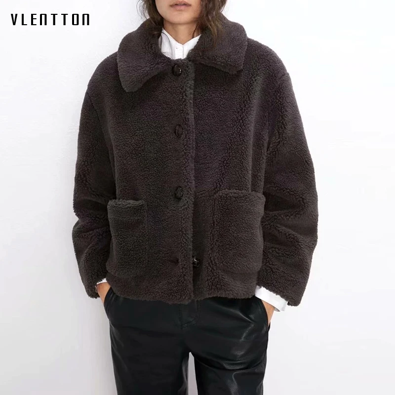 Осенне зимняя винтажная Толстая теплая плюшевая куртка пальто женские модные