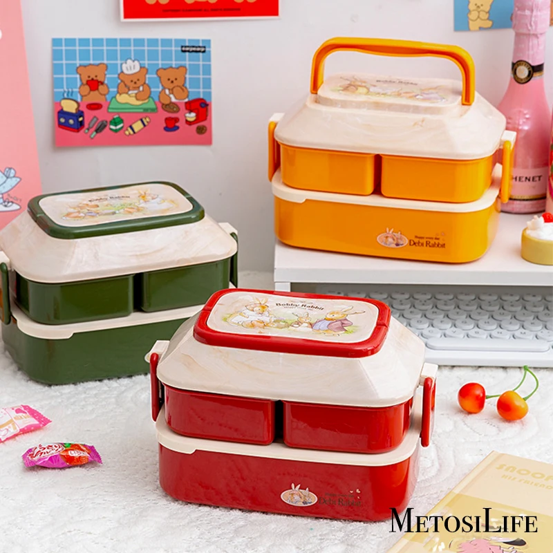 Двухслойный Ланч-бокс из полипропилена в японском стиле подходит для детей и