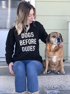 Женская забавная толстовка с собачками и надписью Dogs Before Dudes, повседневные Осенние Топы, пуловеры для собак и мам, свитшоты, подарок для любимой собаки, Прямая поставка