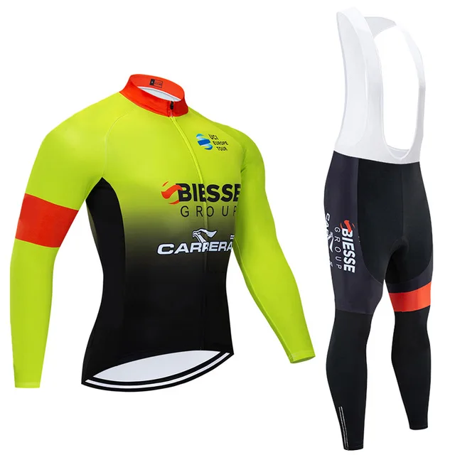 

Winter 2020 BIESSE TEAM Long sleeves Cycling JERSEY Bike Pants set mens Ropa Ciclismo Thermal Fleece bicycling Maillot Culotte