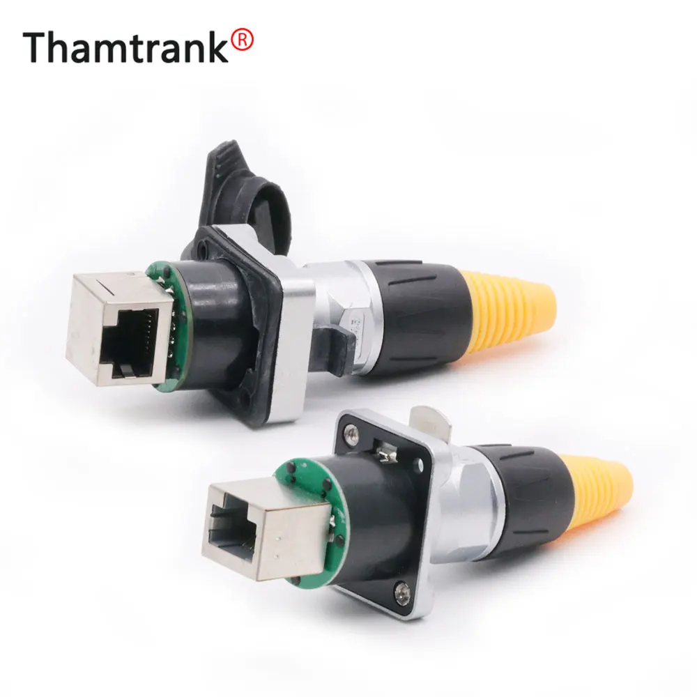 

100Pc RJ45 Connector Male Plug Female Socket Set Waterproof Panel Mount Type Ethernet PCB Network Adapter