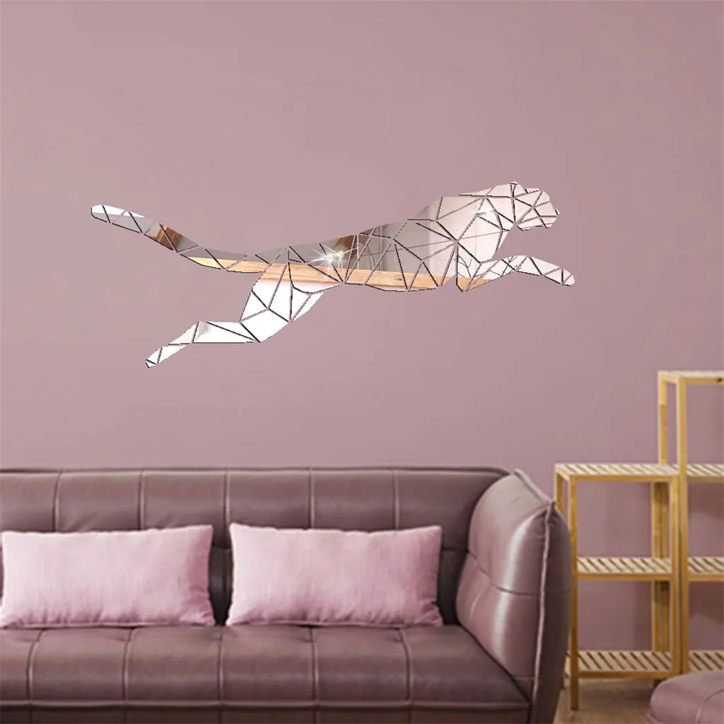 Креативные геометрические зеркальные наклейки с кристаллами Леопардовый цвет