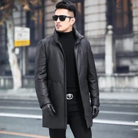 leather jacket sheepskin genuine leather jacket men winter warm duck down coat mens leather jacket jaqueta de couro 8373 08yy699