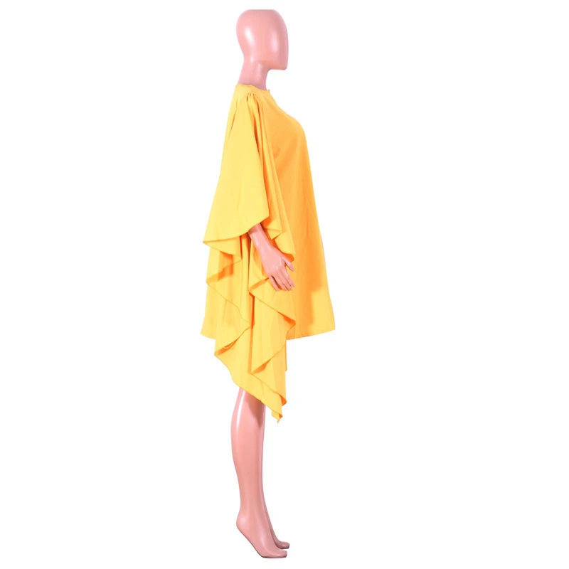 Однотонное желтое повседневное мини-платье Adogirl с оборками и большим