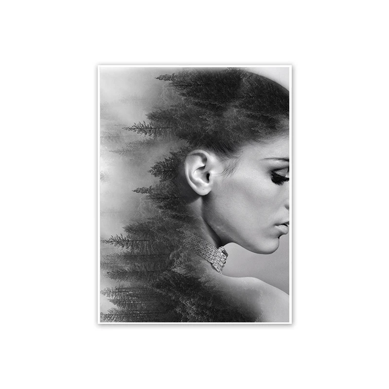 

Flowers Feathers Woman Abstract Painting Wall Art Print Poster Picture Decorative Painting Living Room Home Decoration 42*30cm