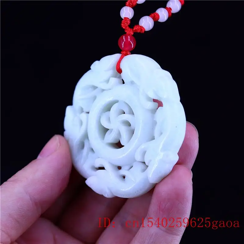 Jade Mouse Pendant Necklace Double-sided Charm Green Men Jewelry Carved Women Chinese Natural Gifts Fashion Amulet for | Украшения и