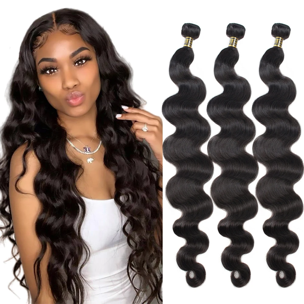 

40 Inch Body Wave Bundles Human Hair Indian Natural Black Hair Weave Human Hair Bundles Deals for Black Women Hair Extensions