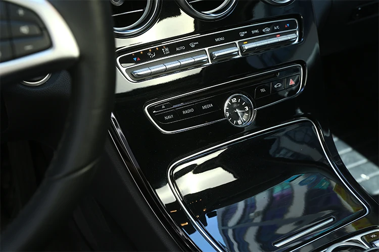 Для Mercedes Benz C класса GLC W205 C180L C200L C300 GLC260 15-17 автомобильные аксессуары черный блеск ABS Центральная панель управления
