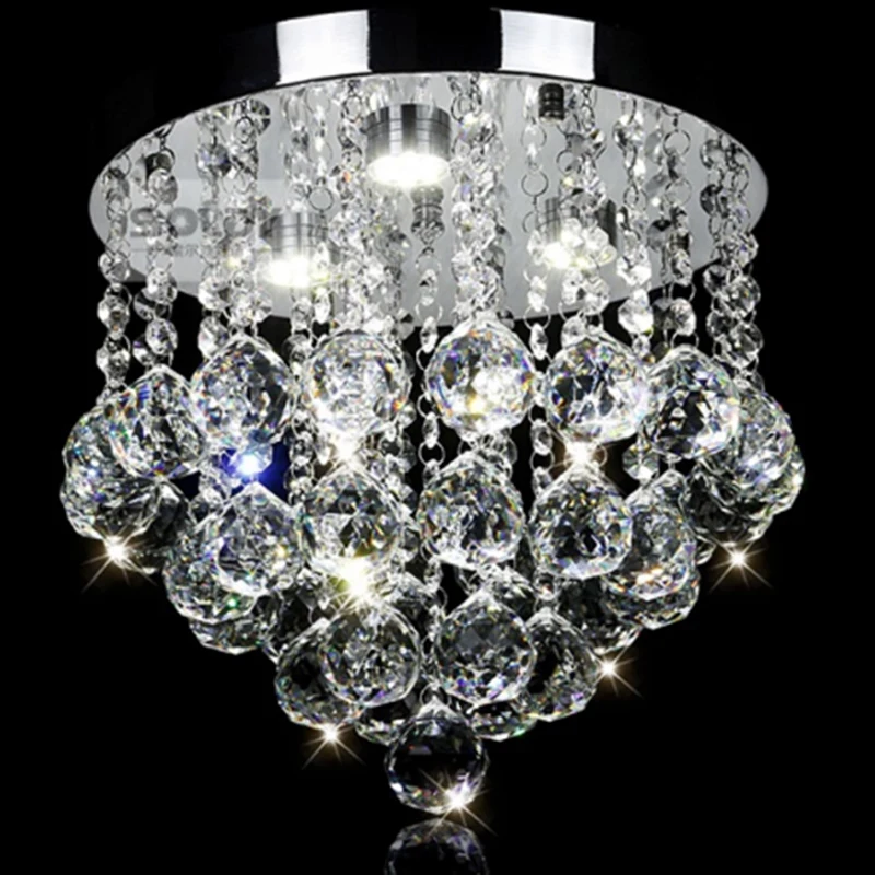 

Modern Minimalist Stainless Steel K9 Crystal Ball DIY Ceiling Lamp Living Room Decoration Acrylic LED E14 Bulb Lighting