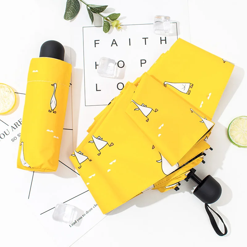 

Sunshade Cartoon Duck Design Automatic Umbrella Yellow Windproof UV Protective Umbrella Girl Girl Sunny Rain Folding Umbrella