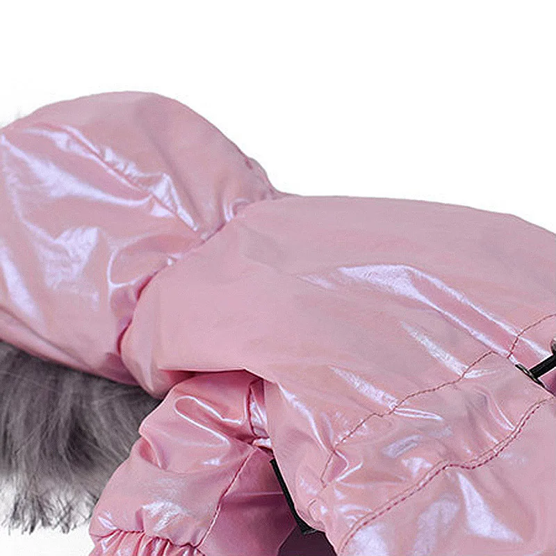 Зимнее пальто для собак большой меховой воротник Одежда питомцев щенков куртка