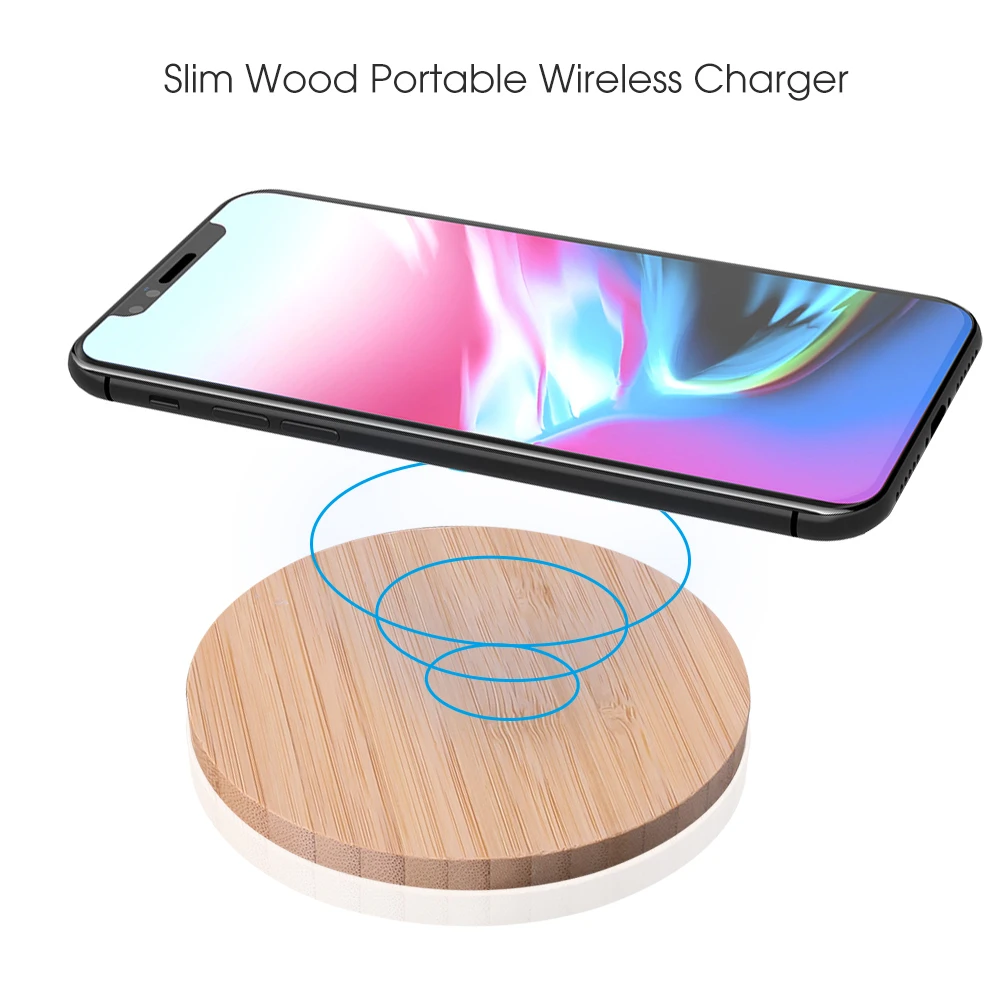 Портативное беспроводное зарядное устройство Qi Wood Pad тонкое для Apple iPhone 8 Plus X