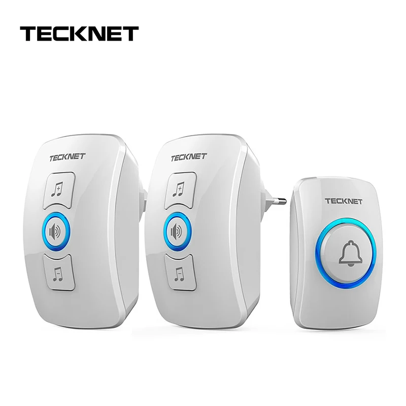 TeckNet беспроводной дверной звонок беспроводной IP33 Водонепроницаемый дверной звонок с европейской вилкой с 32 мелодиями, мелодии, умный дом, 250 м Диапазон 100-240 В