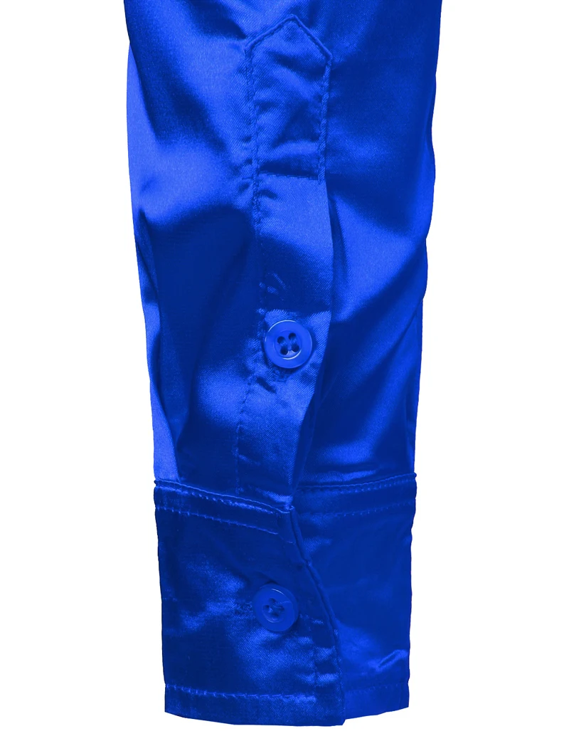 Royal Blue Silk Satin Shirt Men 2022 Luxury Brand New Slim Fit Mens Dress Shirts Wedding Party Casual Male Casual Shirt Chemise
