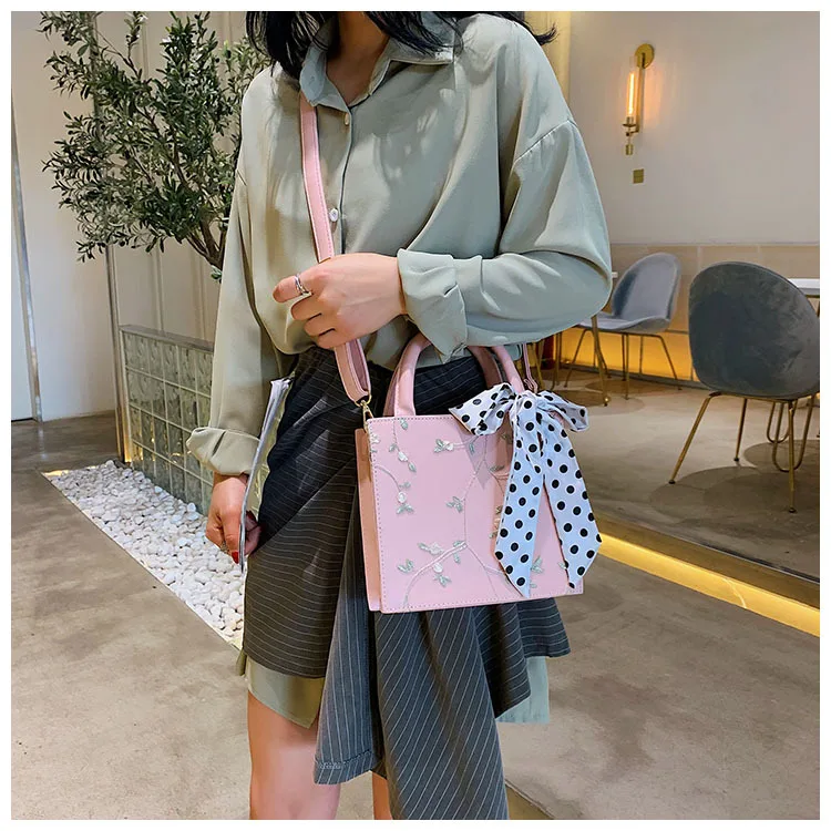 Кружевная женская сумка новинка 2019 корейская модная через плечо с шарфом|Сумки