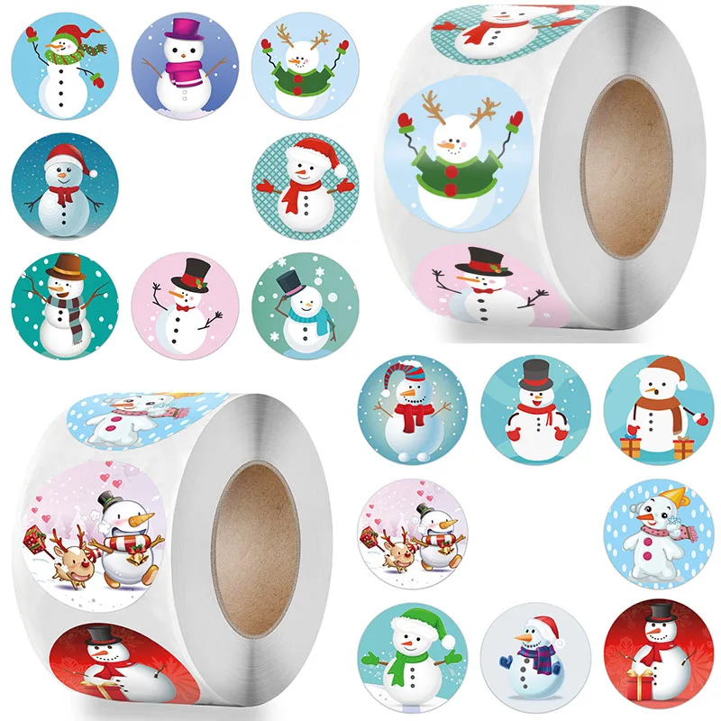 

500pcs 1inch Christmas Party Stickers Xmas Seal Labels Snowman Stickers For DIY Gift Baking Package Envelope Stationery Decor