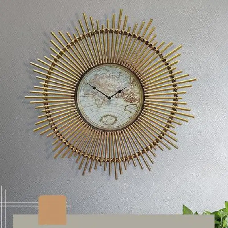 

Wall Clock Vintage Wood Home Decor Living Room Wall Watch W/ Oil Painting Luxury Wall Art Nordic Antique Wall Clock Decor St789