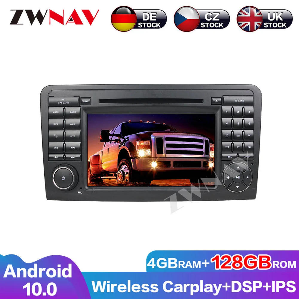 

Android 10 4G + 128G GPS аудио-навигация DSP Беспроводная Автомагнитола для Carplay автомобильный DVD-плеер для Benz ML класса W164 мультимедиа