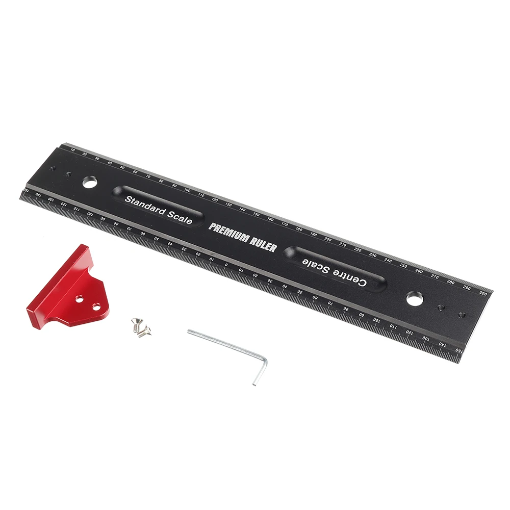 

Home Scribing Measuring Ruler With Hook Stop Multifunction Carpentry Hand Tools For Woodworking Portable Rectangle Black