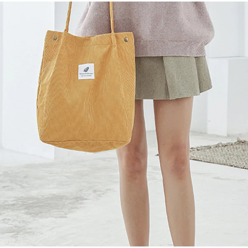 Вельветовые холщовые сумки на плечо для женщин женская сумка из эко-ткани