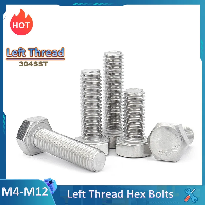 

1/2/3/5Pcs M4 M5 M6 M8 M10 M12 304 Stainless Steel Reverse External Hex Bolts Left Thread Screws