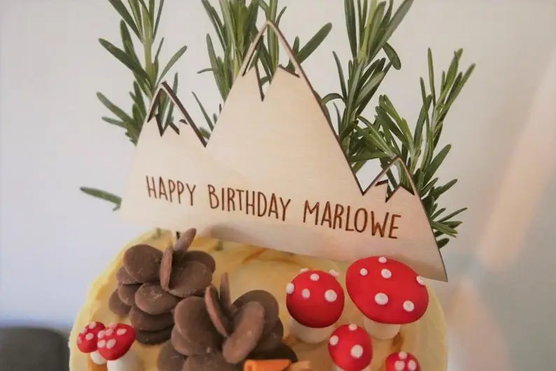 Пользовательские Топпер для торта С Днем Рождения с именем торт деревянная