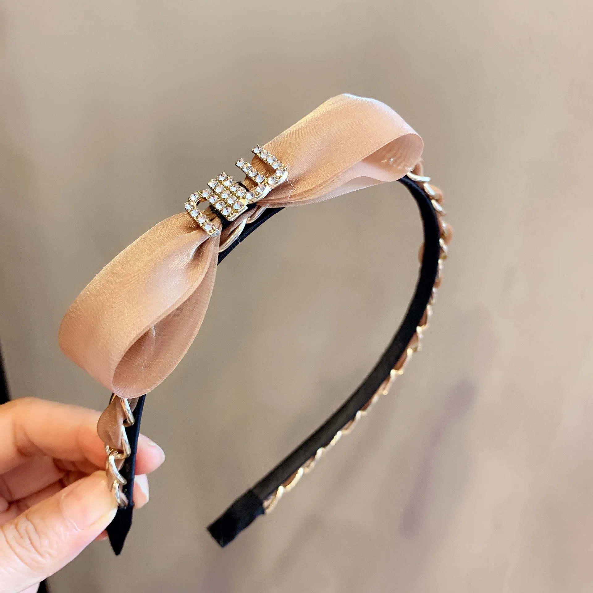 

Fashion Sweet Bow Metal Chain Braid Hairbands Head Bands for Women Rhinestone Jewelry Headband Girls Headpiece Hair Accessories