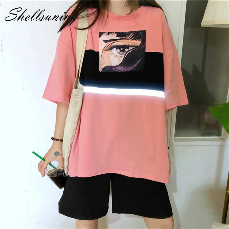 Женская свободная футболка с коротким рукавом рисунком из хлопка со