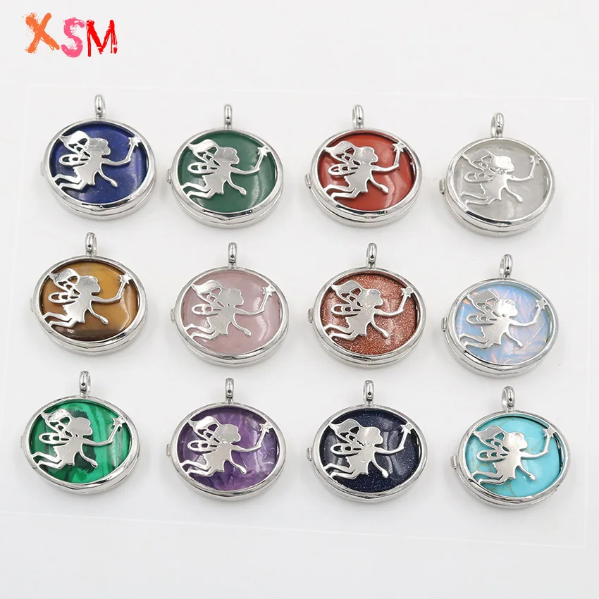 XSM Фея Бабочка полые Медальоны Подвески натуральный аметист Quartzs камень