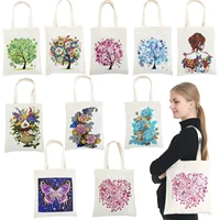 diamond painting tote bag reusable durable diy diamond art handbag foldable storage bag cross stitch embroidery kit art craft
