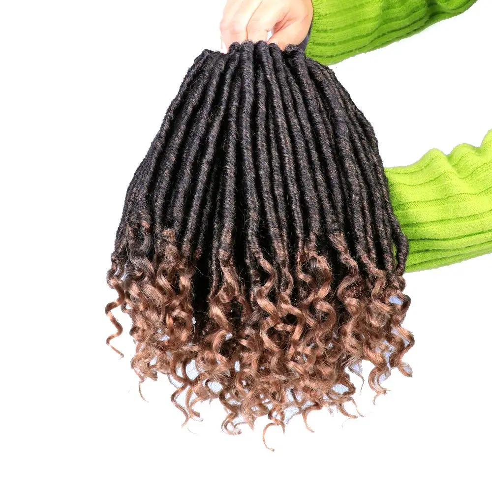 Goddess Faux Locs Crochet Hair Locs Crochet Braids With Curly Ends Synthetic Braiding Hair 16-20 inch 24 Strands/pcs