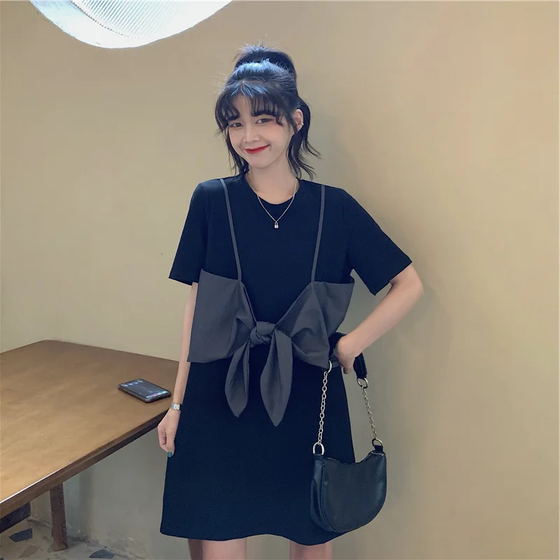

Yamamoto style Hepburn black dress super Fairy summer