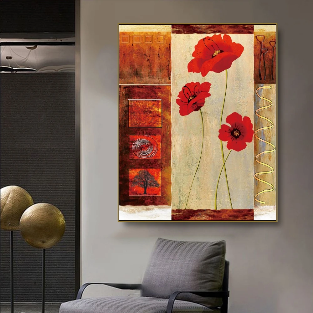 

Laeacco Flowers Still Life Canvas Painting Calligraphy Wall Art Wall Pictures Posters Print for Living Room Home Decor No Frame