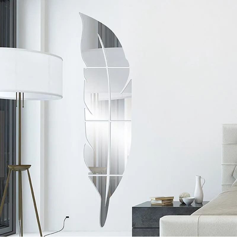 1 шт. зеркало в форме пера стикер на стену s Спальня украшение дома пластиковая