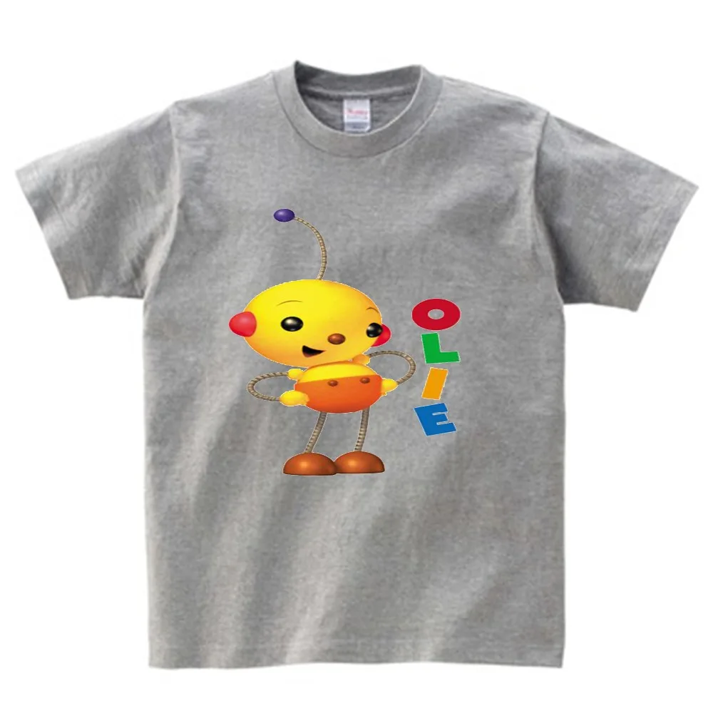 

Robot T-shirts Kids Funny Summer clothes OLIE boys Cartoon Print Tops Tees children Short Sleeve T Shirt baby cool shirts NN