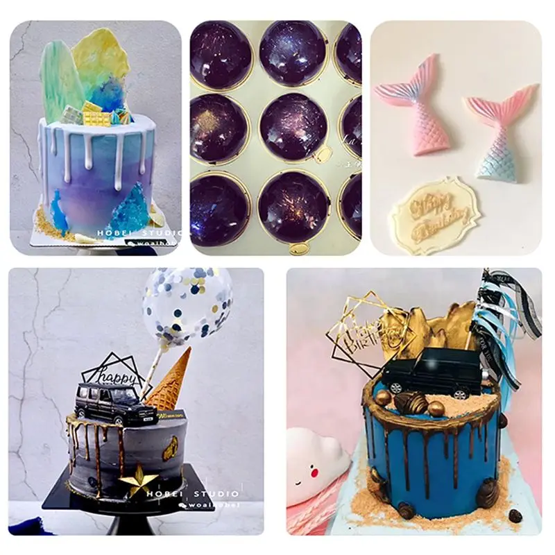 Блестящий Порошок золотого и серебряного цвета для украшения еды торта печенья