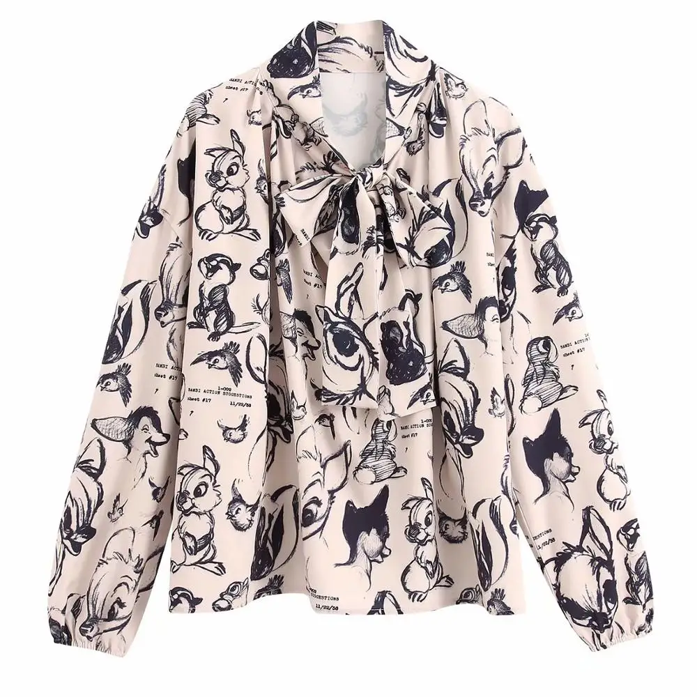 Женская шифоновая блузка ZA повседневная Элегантная кремового цвета с длинными